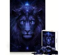 Puzzle con ritratto di leone blu mistico per adulti, 1000 pezzi, gioco per la concentrazione e il relax, bordi netti, Babbo Natale, scegli il tuo desiderio (38x26cm)