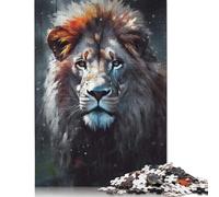 Puzzle con ritratto di leone dipinto a olio per adulti e adolescenti, 1000 pezzi, puzzle di carta per adolescenti, regali, gioco rompicapo, 1000 pezzi (75x50 cm)