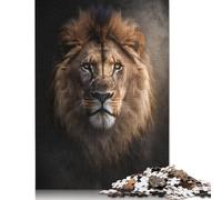 Puzzle con ritratto di leone nella nebbia oscura, sfida difficile, 100% in cartone riciclato per bambini dai 12 anni in su, regali di Halloween, 1000 pezzi (75x50 cm)