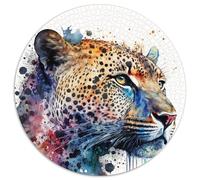 Puzzle con ritratto di leopardo da 1000 pezzi per adulti Puzzle rotondi da 1000 pezzi per adulti Ideale per gli innamorati, perfetto regalo di Natale, Capodanno e San Valentino (67,5x67,5cm)