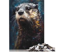 Puzzle con ritratto di lontra dipinto a olio per adolescenti, 1000 pezzi, puzzle per adulti, regali di Natale, 1000 pezzi (75x50 cm)