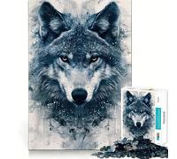 Puzzle con ritratto di lupo ad acquerello,1000 pezzi,divertente e stimolante per la mente Componenti robusti e ben definiti Un passatempo accattivante per rilassarsi in casa (50x75cm)