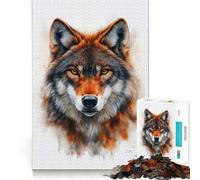 Puzzle con ritratto di lupo ad acquerello per adolescenti,1000 pezzi,gioco divertente per la mente,connessione pulita e senza interruzioni,un modo coinvolgente per passare il tempo libero (50x75cm)