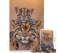 Puzzle con ritratto di mamma ocelot e cucciolo, 1000 pezzi, gioco di logica e abilità, rilassante, taglio preciso, regalo di Babbo Natale (38x52cm)