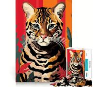Puzzle con ritratto di ocelot per ragazzi, 1000 pezzi, gioco di intelletto, rilassante, di alta qualità, regalo stagionale (50x75cm)