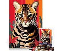 Puzzle con ritratto di ocelot per ragazzi, 1000 pezzi, gioco intelligente per tutta la famiglia, assemblaggio con motivo a tema Babbo Natale (38x52cm)