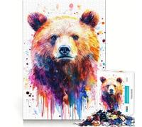Puzzle con ritratto di orso ad acquerello per adulti,1000 punti gioco stimolanti,struttura ad incastro precisa,facile da imparare,divertimento per tutta la famiglia (38x26cm)