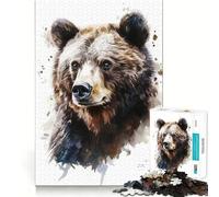 Puzzle con ritratto di orso ad acquerello per ragazzi,1000 pezzi,gioco stimolante per la mente,montaggio sicuro e stabile,attività di condivisione per i propri cari (50x75cm)