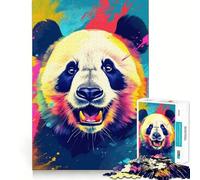 Puzzle con ritratto di orso panda per adulti, 1000 pezzi, con scritta "Recall Upgrade Peaceful Time Tight Cut Santa Wish List" (50x75cm)