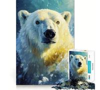 Puzzle con ritratto di orso polare per ragazzi, 1000 pezzi, gioco divertente e stimolante per il tempo libero, decorazione murale con ritagli chiari (38x26cm)