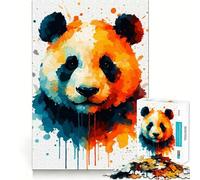 Puzzle con ritratto di panda ad acquerello,1000 pezzi,gioco di concentrazione mentale,design a incastro preciso,sfida interattiva per il cervello per la casa (38x52cm)