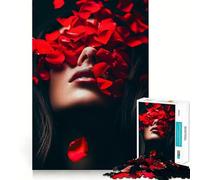 Puzzle con ritratto di petali di rosa per adolescenti, 1000 pezzi, gioco intelligente antistress, bordi affilati, regalo di compleanno (38x52cm)