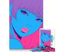 Puzzle con ritratto di ragazza anime,1000 pezzi,divertente attività di taglio di qualità professionale,regalo pensato per stimolare la mente (38x52cm)