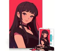 Puzzle con ritratto di ragazza anime,1000 pezzi,gioco di memoria,taglio di precisione,artigianato interattivo,sfida per la mente per la casa (38x26cm)
