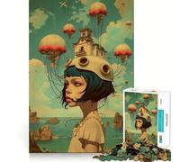 Puzzle con ritratto di ragazza anime,1000 pezzi,gioco di memoria,taglio di precisione,artigianato interattivo,sfida per la mente per la casa (38x26cm)