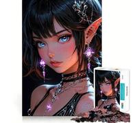 Puzzle con ritratto di ragazza elfa in stile anime per adolescenti,1000 pezzi,divertente e stimolante per la mente,con componenti robusti e ben definiti,un'attività di gruppo emozionante (50x75cm)