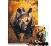 Puzzle con ritratto di rinoceronte bianco,1000 pezzi,divertente e stimolante per la mente Componenti robusti e ben definiti Un passatempo avvincente per rilassarsi in casa (50x75cm)