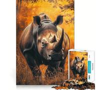 Puzzle con ritratto di rinoceronte bianco per adulti,1000 pezzi,gioco di memoria,montaggio sicuro e stabile,gioco significativo per costruire connessioni (38x26cm)