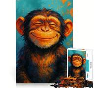 Puzzle con ritratto di scimmia sorridente per adulti, 1000 pezzi, gioco di logica, divertente da assemblare, taglio preciso, regalo memorabile 50x75cm