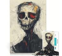 Puzzle con ritratto di teschio, 1000 pezzi, per adolescenti, gioco che stimola la logica e favorisce il gioco rilassante, con bordi di alta qualità e oggetto da collezione 50x75cm