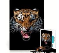 Puzzle con ritratto di tigre arrabbiata,1000 pezzi,divertente da giocare,senza sbavature,con tagli precisi,portatile,ideale per i viaggi (38x52cm)