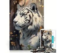 Puzzle con ritratto di tigre bianca per adulti,1000 pezzi,gioco di concentrazione,tagli di precisione,bordi lisci,divertente sfida per i momenti di attesa (38x26cm)
