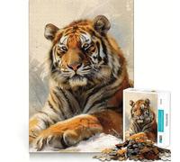 Puzzle con ritratto di tigre da 1000 pezzi per ragazzi, gioco di pensiero, divertimento condiviso, bordi precisi, oggetto regalo di Babbo Natale 38x52cm