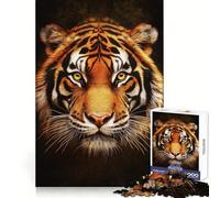 Puzzle con ritratto di tigre dallo sguardo intenso, 1000 pezzi, gioco di logica, antistress, bordi trasparenti, regalo classico 38x26cm