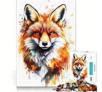 Puzzle con ritratto di volpe ad acquerello per adulti,1000 pezzi,gioco di memoria,montaggio sicuro e stabile,gioco significativo per costruire connessioni (50x75cm)