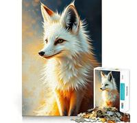 Puzzle con ritratto di volpe bianca per ragazzi,1000 pezzi,gioco di memoria divertente,superficie liscia e senza sbavature,regalo di compleanno,rompicapo (50x75cm)