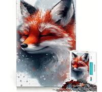Puzzle con ritratto di volpe sorridente e paesaggio innevato, 1000 pezzi, gioco di logica e antistress per adolescenti, taglio preciso, regalo di Babbo Natale 38x52cm