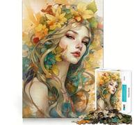 Puzzle con ritratto floreale ad acquerello per adulti,1000 pezzi,gioco di memoria,montaggio sicuro e stabile,gioco significativo per costruire connessioni (50x75cm)