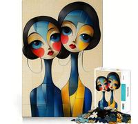 Puzzle con ritratto stilizzato di due donne per adolescenti, 1000 pezzi, gioco di allenamento mentale, attività per la casa, taglio di precisione, decorazione murale 50x75cm
