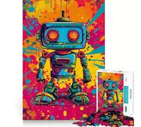 Puzzle con robot retrò dai colori vivaci per ragazzi,1000 pezzi,gioco stimolante per la mente,montaggio sicuro e stabile,attività di condivisione per i propri cari (38x52cm)