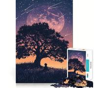 Puzzle con sagoma di albero nel cielo notturno per ragazzi, 1000 pezzi, gioco di logica e abilità, rilassante, taglio preciso, regalo di Babbo Natale (38x26cm)