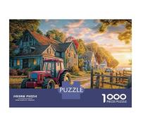 Puzzle con scena del trattore rurale, 1000 pezzi, puzzle vintage con paesaggio agricolo impegnativo, giochi di attività familiari perfetti per il relax, cartone riciclato al 100% per adulti, età 14+