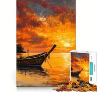 Puzzle con scena di barca al tramonto per adolescenti, 1000 pezzi, gioco di logica mentale, antistress, taglio preciso, regalo di Babbo Natale 38x52cm