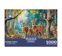 Puzzle con scena di cervi nella foresta per tutta la famiglia: tre cervi nella foresta per donne, regali per uomini, adulti e bambini 38x26 cm/1000 pezzi