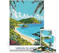 Puzzle con scena di spiaggia delle Isole Vergini,1000 pezzi,divertente e stimolante per la mente Componenti robusti e ben definiti Un passatempo avvincente per rilassarsi in casa (38x52cm)