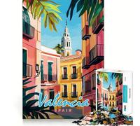 Puzzle con scena di strada di Valencia,1000 pezzi,divertente e stimolante per la mente Componenti robusti e ben definiti Un passatempo avvincente per rilassarsi in casa (38x26cm)
