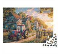 Puzzle con scena di trattore rurale,paesaggio di fattoria d'epoca,1000 pezzi,cartone spesso e robusto,antipolvere,regalo di compleanno per adulti,famiglie e principianti,52x38 cm/1000 pezzi