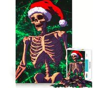 Puzzle con scheletro e cappello di Babbo Natale per adulti, 1000 pezzi, gioco di logica, divertente da assemblare, taglio preciso, regalo memorabile 50x75cm