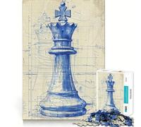 Puzzle con schema degli scacchi della regina per adulti, 1000 pezzi, gioco di logica fine, relax, bordi puliti, opera d'arte (50x75cm)