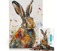 Puzzle con schizzi di lepre vivaci per adulti,1000 pezzi,gioco stimolante per la mente,dimensioni uniformi,pezzi precisi,ideale da portare in viaggio,gioco per allenare la mente,regalo (50x75cm)