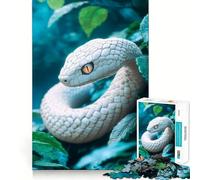 Puzzle con serpente bianco tra le foglie,1000 pezzi,stimola la concentrazione,divertente,tagliato al laser per un incastro perfetto,attività di condivisione per i propri cari (38x26cm)