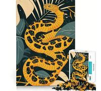 Puzzle con serpente giallo tra le foglie,1000 pezzi,gioco di memoria,qualità premium,taglio laser,attività rilassante per serate tranquille (38x26cm)
