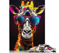 Puzzle con sfumature di giraffa graffiti, sfida difficile, puzzle in cartone riciclato al 100% per donne e uomini, regali per la festa della mamma, 1000 pezzi (26x38 cm)