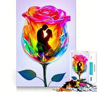 Puzzle con silhouette di coppia tra le rose per adolescenti, 1000 pezzi, gioco per esercizi mentali, attività per la casa, taglio di precisione, decorazione murale 50x75cm