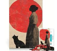 Puzzle con silhouette di donna e gatto per adolescenti, 1000 pezzi, attività per lo sviluppo cognitivo da svolgere a casa, bordi precisi, regalo festivo 50x75cm