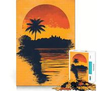 Puzzle con silhouette di palma al tramonto per ragazzi, 1000 pezzi, gioco di logica, passatempo per la casa, taglio preciso, regalo per le festività 38x26cm